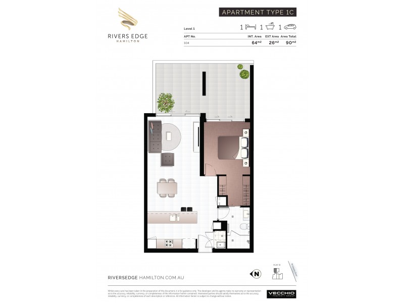 U104 8 Hunt Street, Hamilton QLD 4007 Floorplan