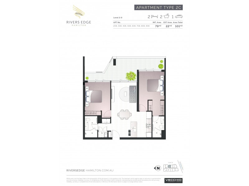 U408 /8 Hunt Street, Hamilton QLD 4007 Floorplan