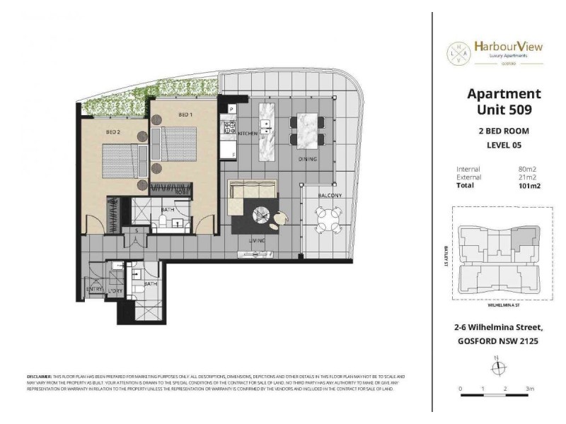 509/2 Wilhelmina Street, Gosford NSW 2250 Floorplan
