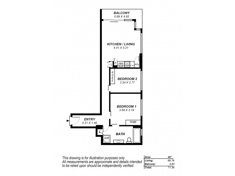 1511/102 – 105 North Terrace, Adelaide SA 5000 Floorplan