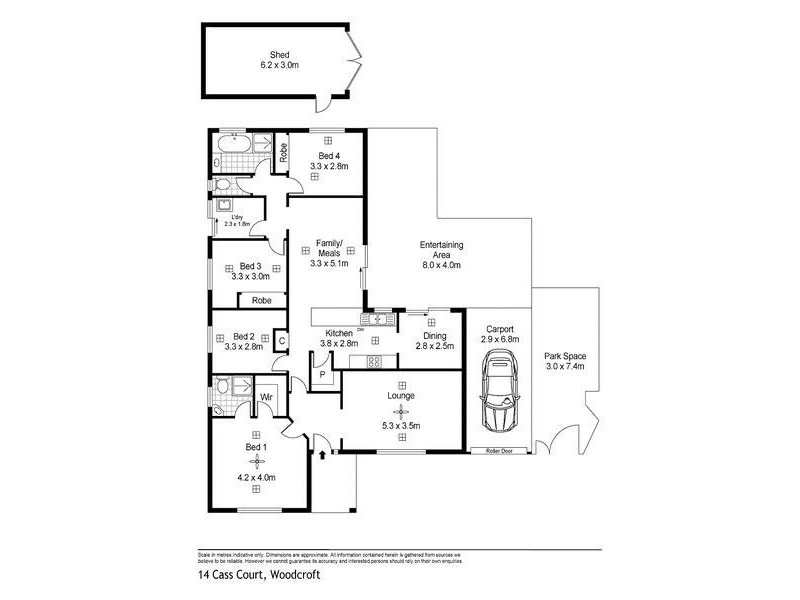 14 Cass Court, Woodcroft SA 5162 Floorplan