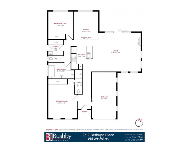 2/12 Bethune Place, Newnham TAS 7248 Floorplan