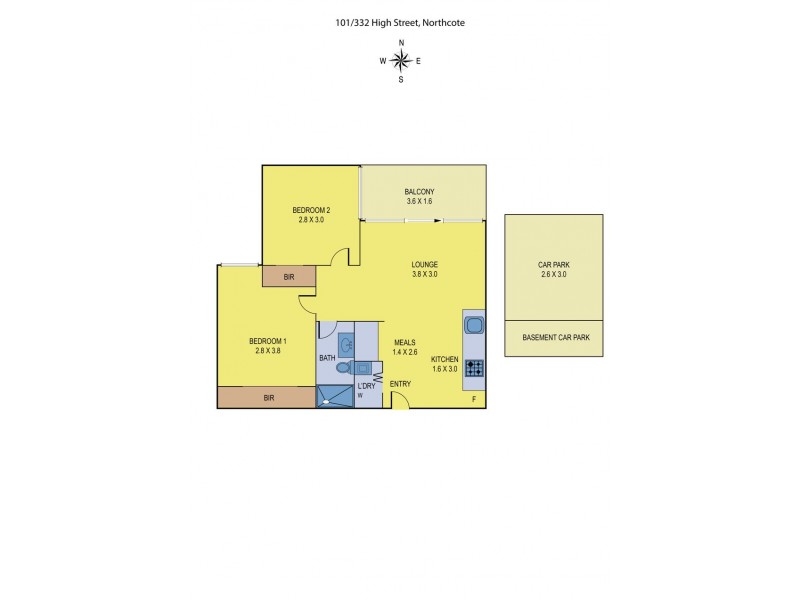 101/332 High Street, Northcote VIC 3070 Floorplan