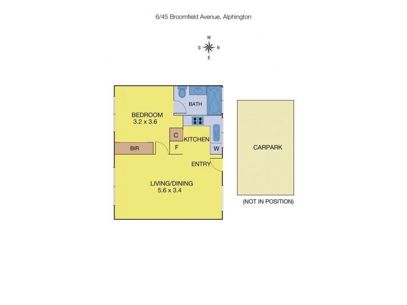 6/45 Broomfield Avenue, Alphington VIC 3078 Floorplan