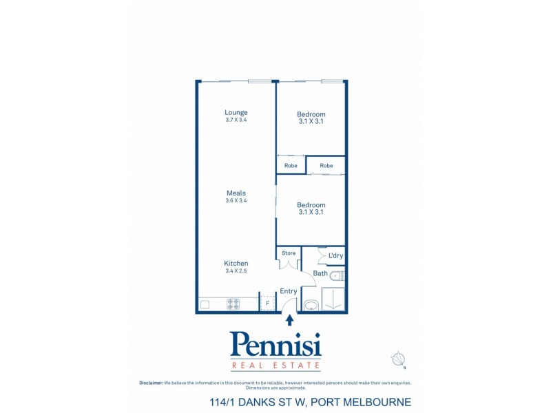 114/1 Dank Street West, Port Melbourne VIC 3207 Floorplan