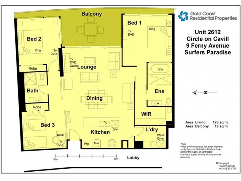 2612/9 Ferny Avenue, Surfers Paradise QLD 4217 Floorplan