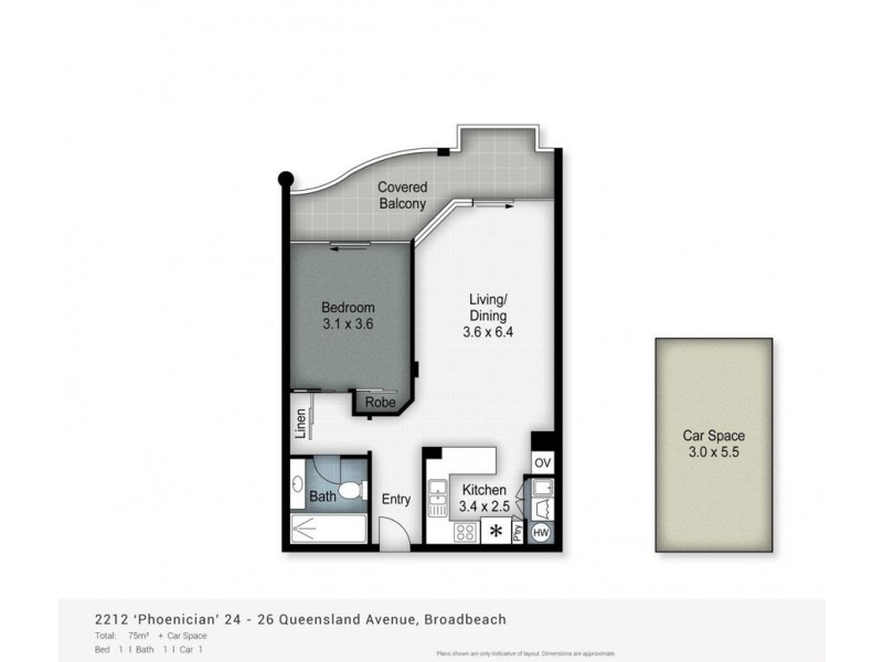 2212/24-26 Queensland Avenue, Broadbeach QLD 4218 Floorplan