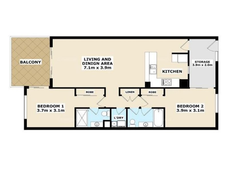 64/38 Brougham st, Fairfield QLD 4103 Floorplan