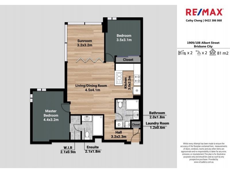 1909/108 Albert Street, Brisbane City QLD 4000 Floorplan