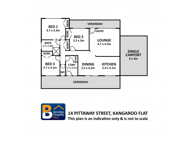 14 Pittaway Street, Kangaroo Flat VIC 3555 Floorplan