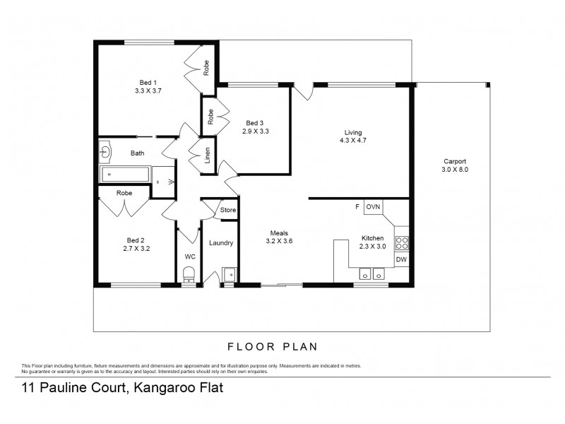 11 Pauline Court, Kangaroo Flat VIC 3555 Floorplan
