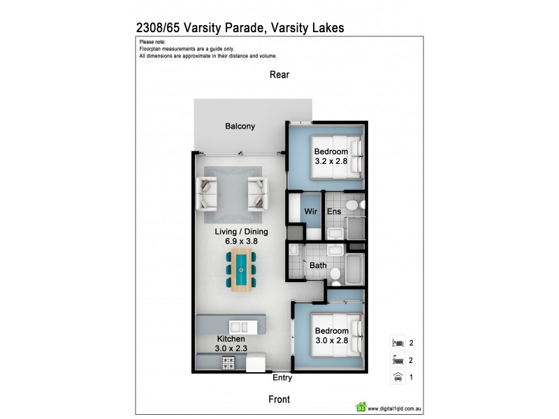 2308/65 VARSITY PARADE, Varsity Lakes QLD 4227 Floorplan