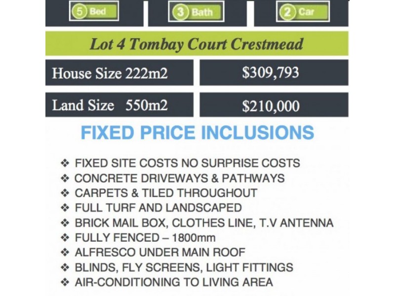 Lot 4 Tombay Court, ” Highgrove Estate”, Crestmead QLD 4132