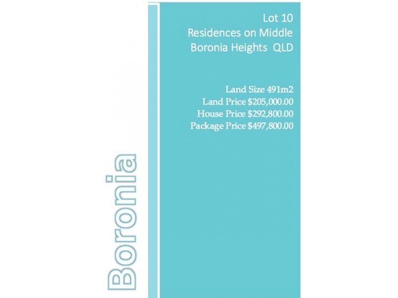 Lot 10 Residences on Middle,  ” Boronia  Heights”, Logan Central QLD 4114