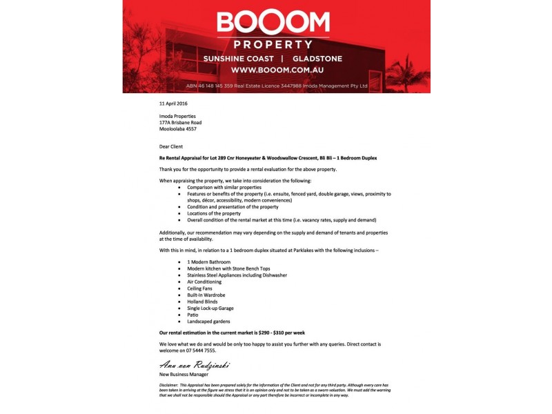 Lot 289 Honeyeater Place, Park Lakes, Bli Bli QLD 4560