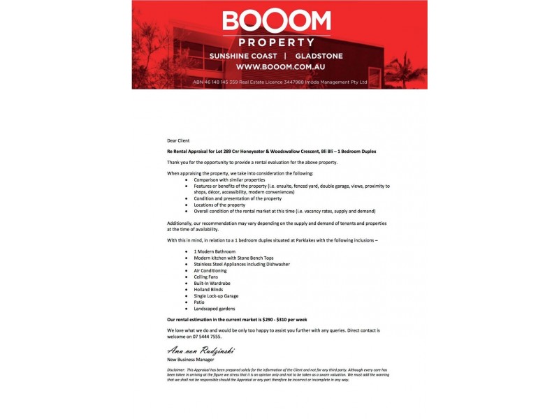 Lot 289 Honeyeater Place, ” Parklakes”, Bli Bli QLD 4560