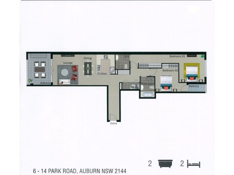 2BEDs/6-14 Park Road, Auburn NSW 2144 Floorplan