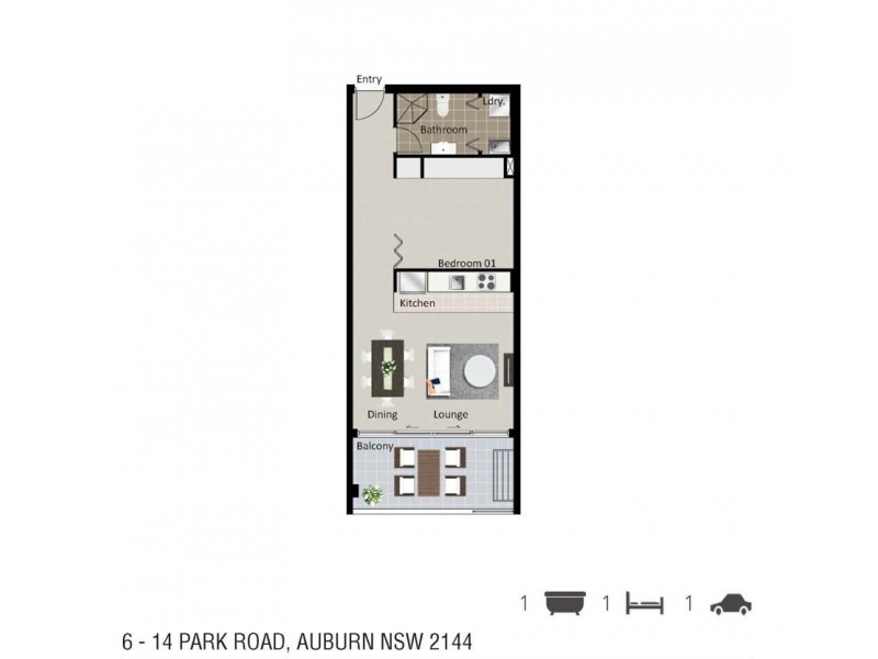 1 Bed/6-14 Park Road, Auburn NSW 2144 Floorplan
