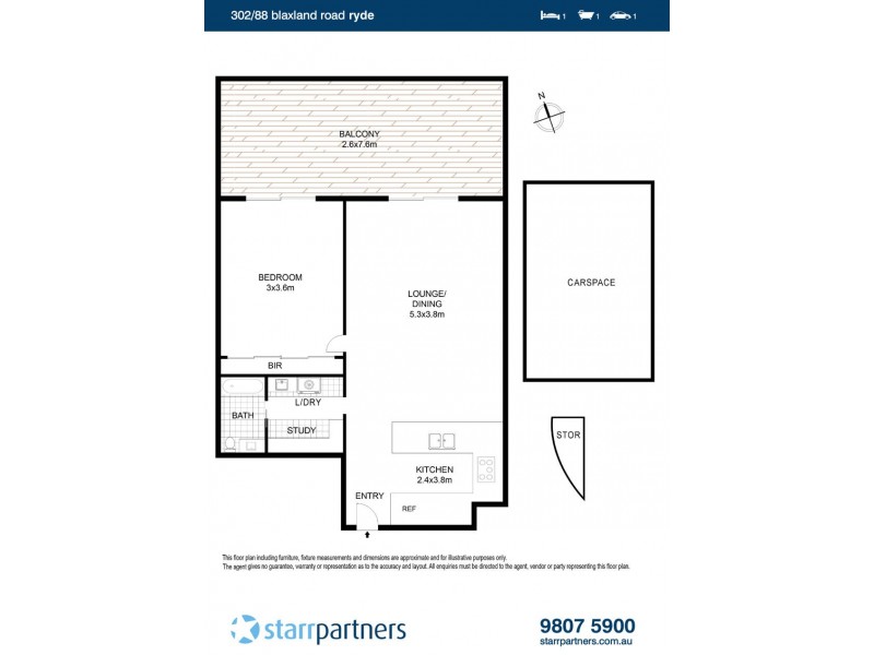 302/88 Blaxland Road, Ryde NSW 2112 Floorplan