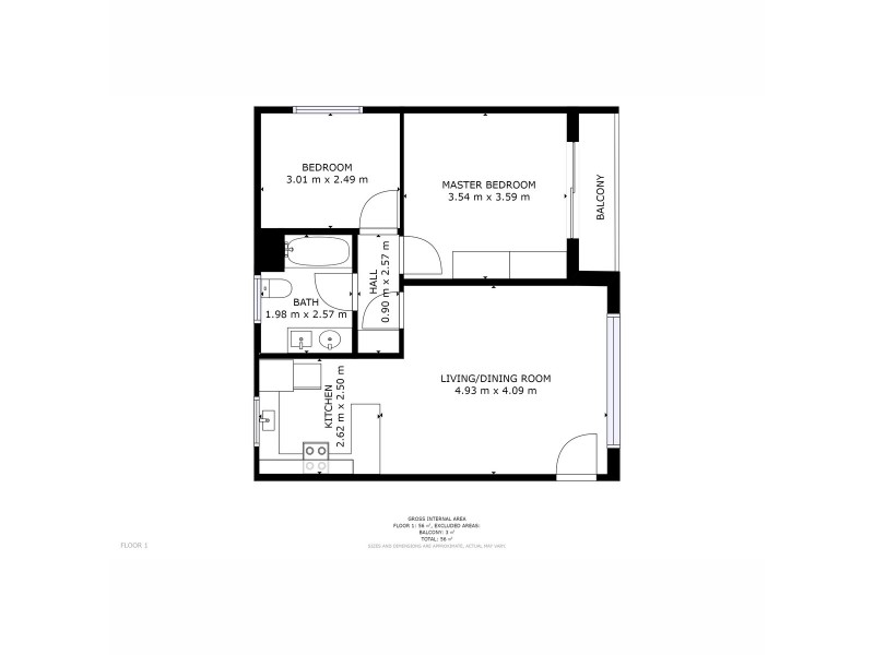 1/60 Main Road, Claremont TAS 7011 Floorplan