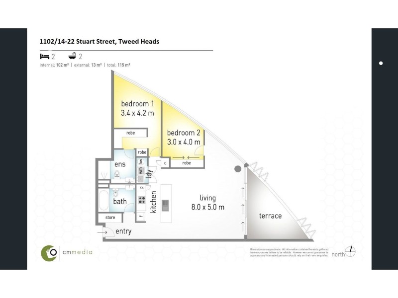 1102/14-22 Stuart St, Tweed Heads NSW 2485 Floorplan