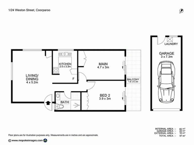 1 / 24 Weston St, Coorparoo QLD 4151 Floorplan