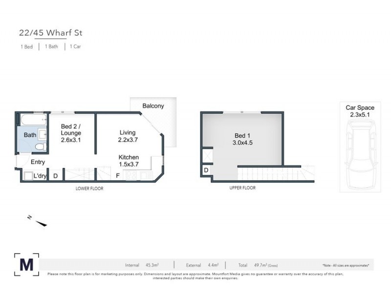 22/45 Wharf St, Kangaroo Point QLD 4169 Floorplan
