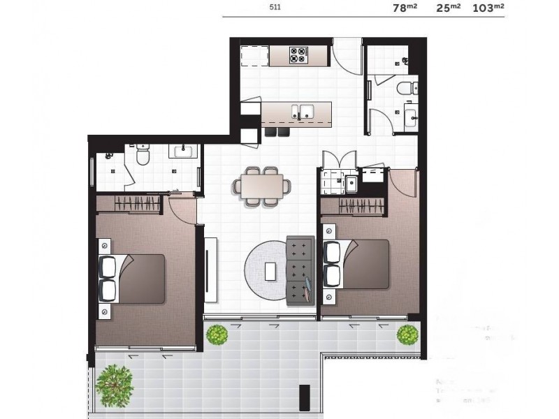 511/8 Hunt Street, Hamilton QLD 4007 Floorplan