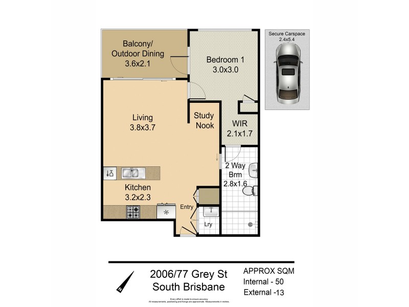 2006/77 Grey Street, South Brisbane QLD 4101 Floorplan
