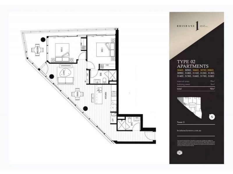 32002/1 CORDELIA ST, South Brisbane QLD 4101 Floorplan