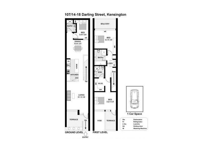 107/14-18 Darling Street, Kensington NSW 2033 Floorplan