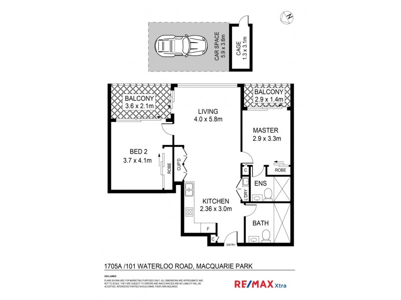 1705A/101 Waterloo Road, Macquarie Park NSW 2113 Floorplan