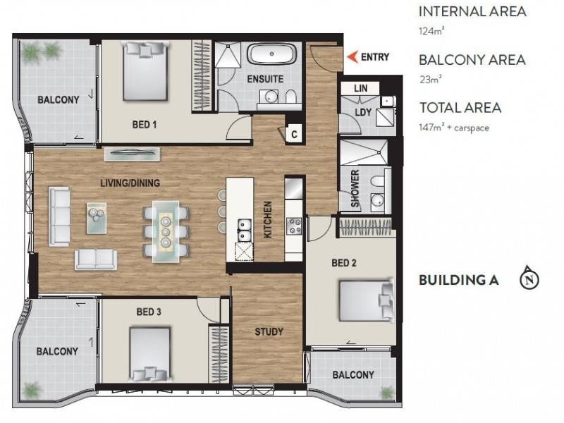 1207/128 Banks Avenue, Pagewood NSW 2035 Floorplan