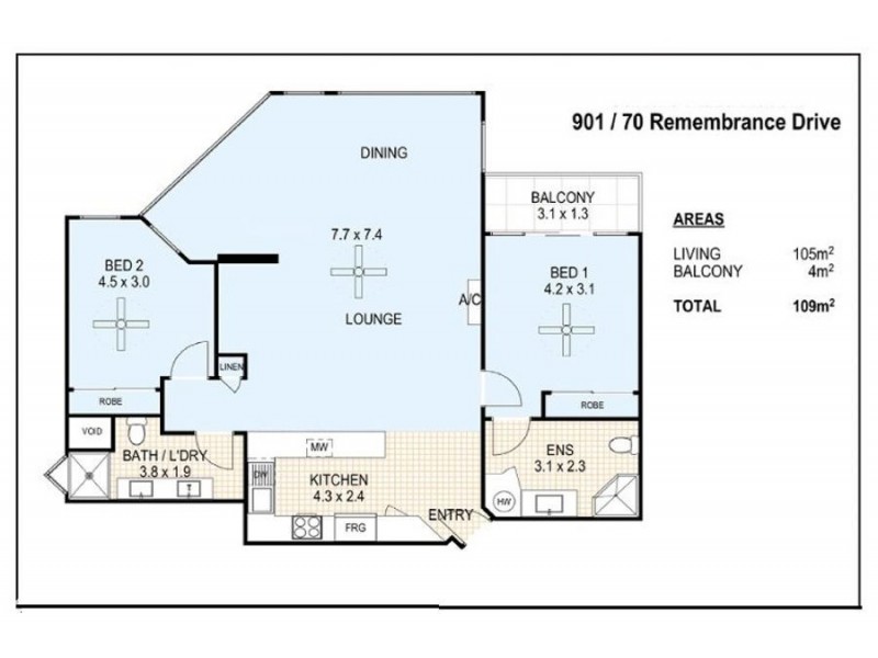 901/70 Remembrance Drive, Surfers Paradise QLD 4217 Floorplan