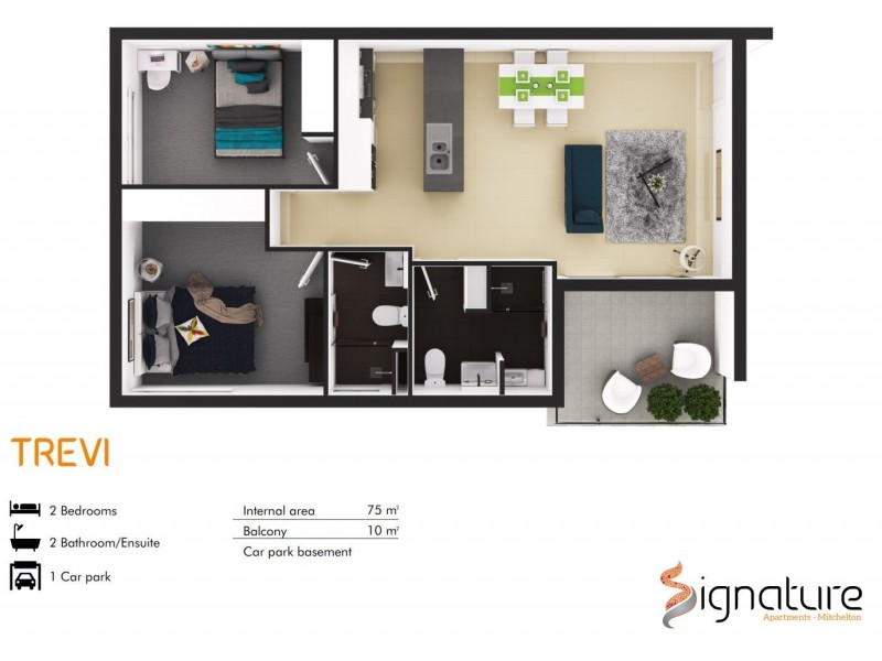 2212/132 Osborne Road, Mitchelton QLD 4053 Floorplan