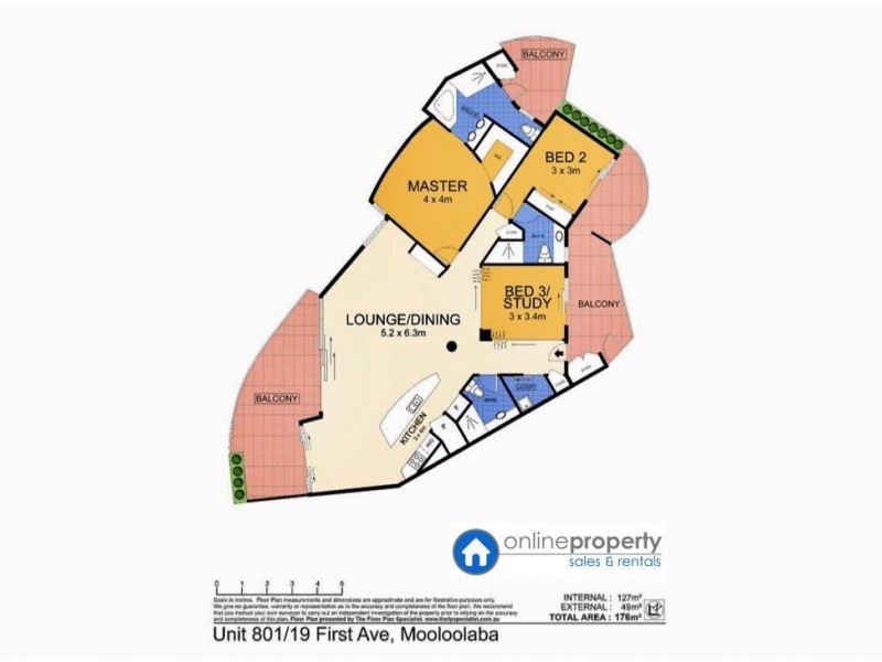 801/19 First Avenue, Mooloolaba QLD 4557 Floorplan