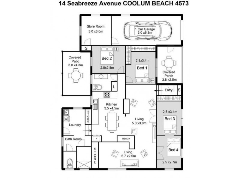 14 Seabreeze Avenue, Coolum Beach QLD 4573 Floorplan