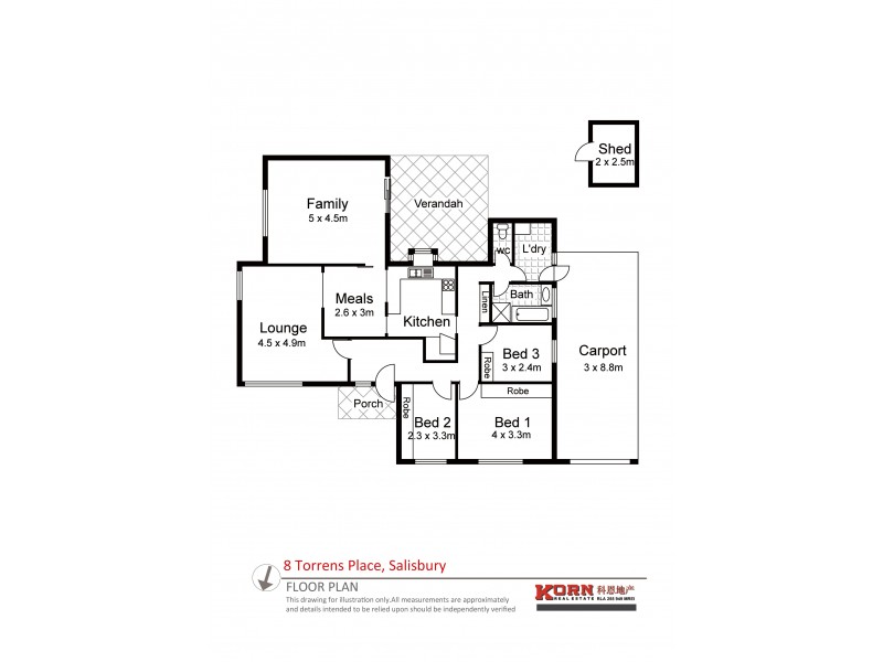 8 Torrens Place, Salisbury Downs SA 5108 Floorplan
