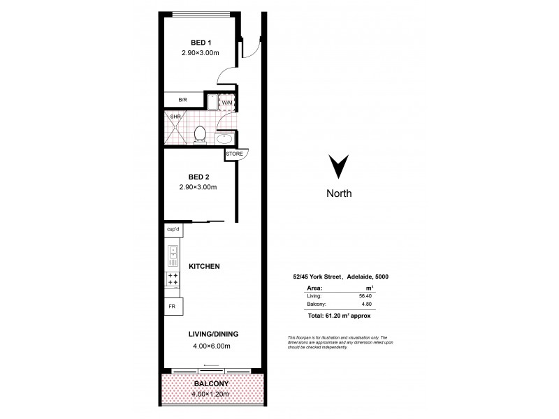 52/45 York Street, Adelaide SA 5000 Floorplan