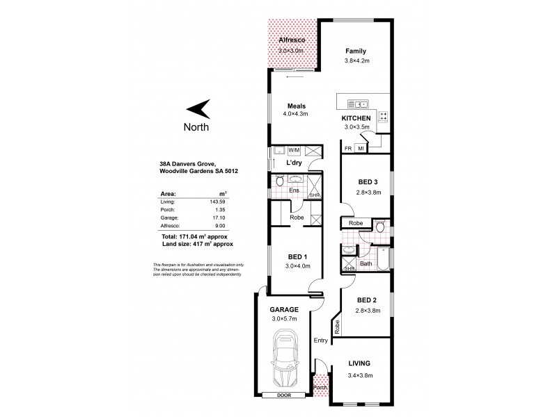 38A Danvers Grove, Woodville Gardens SA 5012 Floorplan
