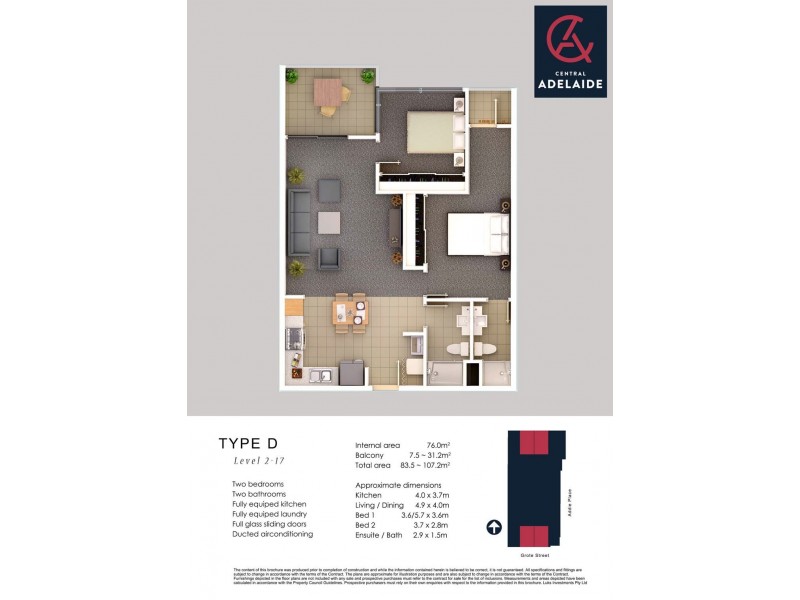 1903A/160 Grote Street, Adelaide SA 5000 Floorplan