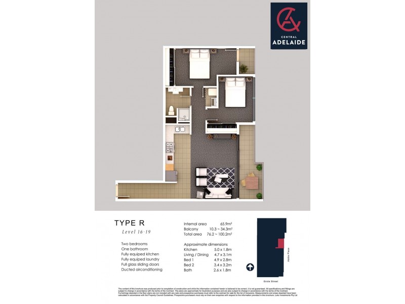 1803A/160 Grote Street, Adelaide SA 5000 Floorplan