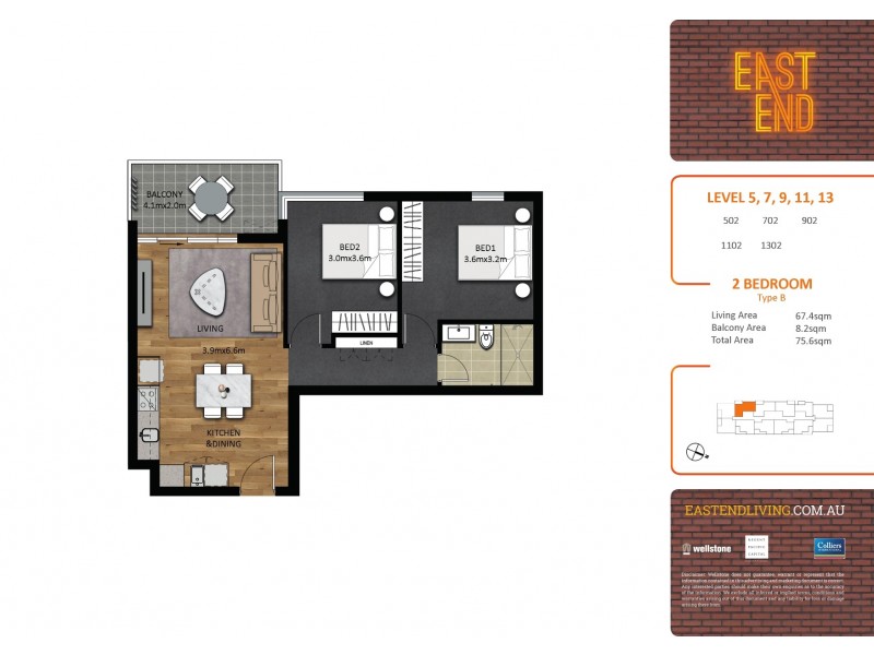 1302/293-297 Pirie Street, Adelaide SA 5000 Floorplan