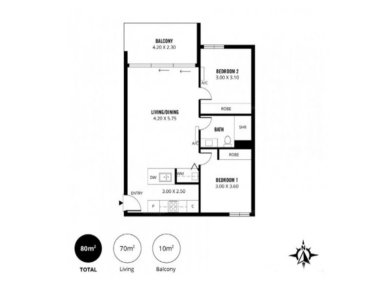 1510/156 Wright Street, Adelaide SA 5000 Floorplan