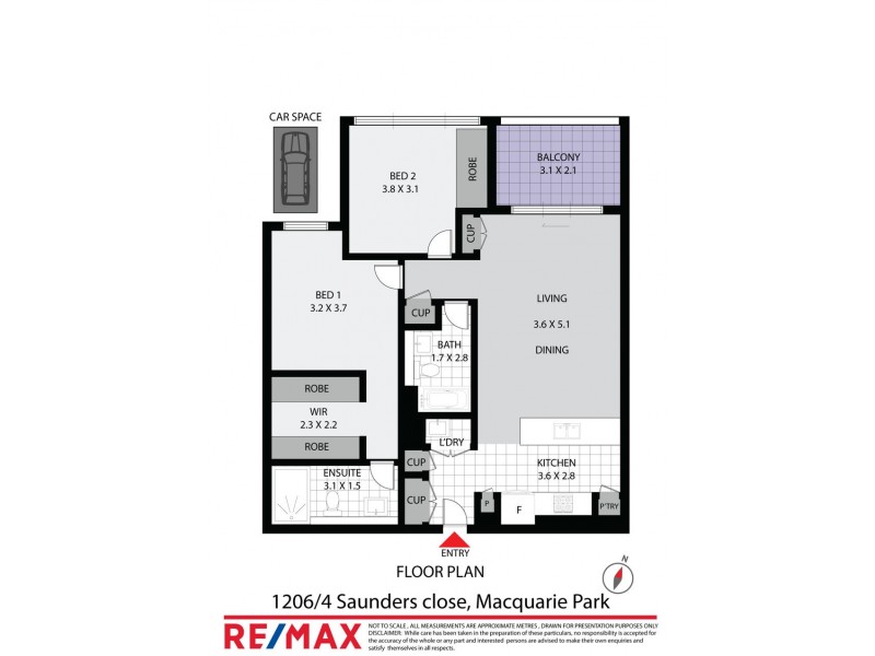 1206/4 Saunders Close, Macquarie Park NSW 2113 Floorplan
