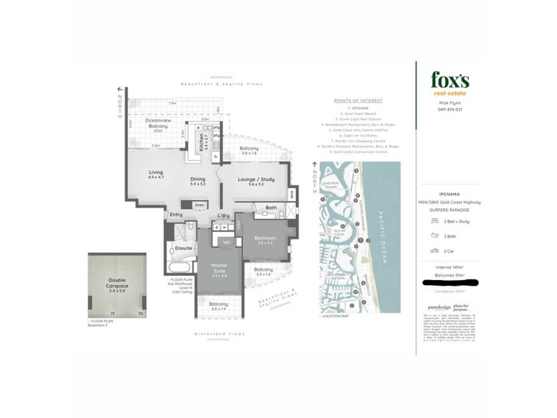 1404/2865 Gold Coast Highway, Surfers Paradise QLD 4217 Floorplan