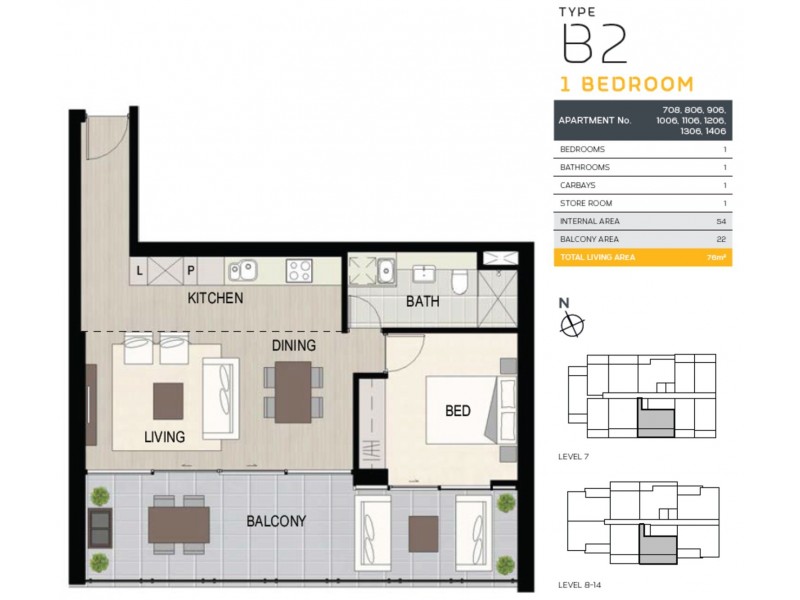 1206/105 Stirling Street, Perth WA 6000 Floorplan