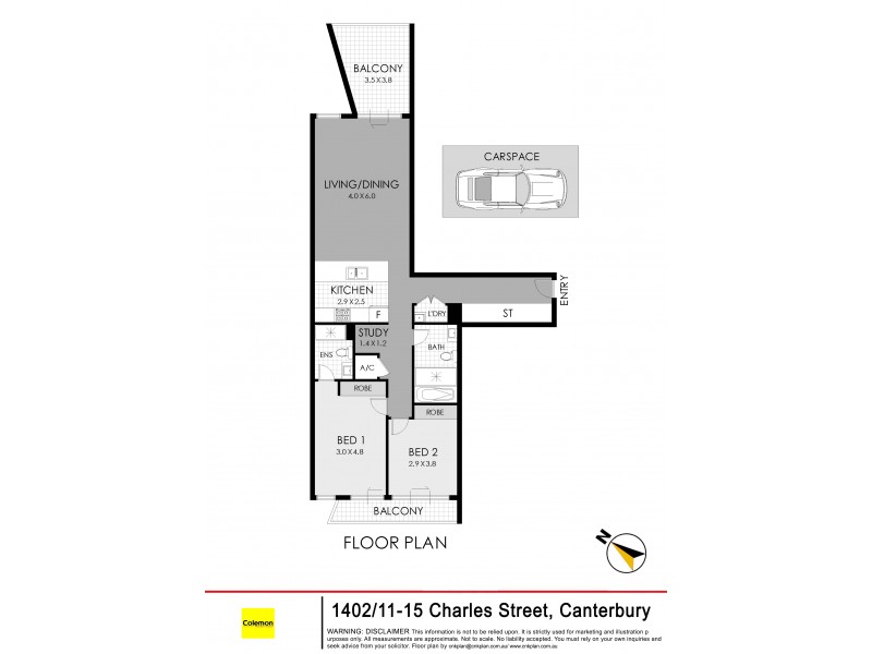 1402/11-15 Charles Street, Canterbury NSW 2193 Floorplan