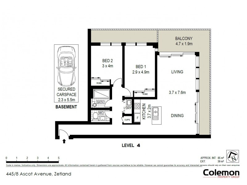 445/8 Ascot Avenue, Zetland NSW 2017 Floorplan