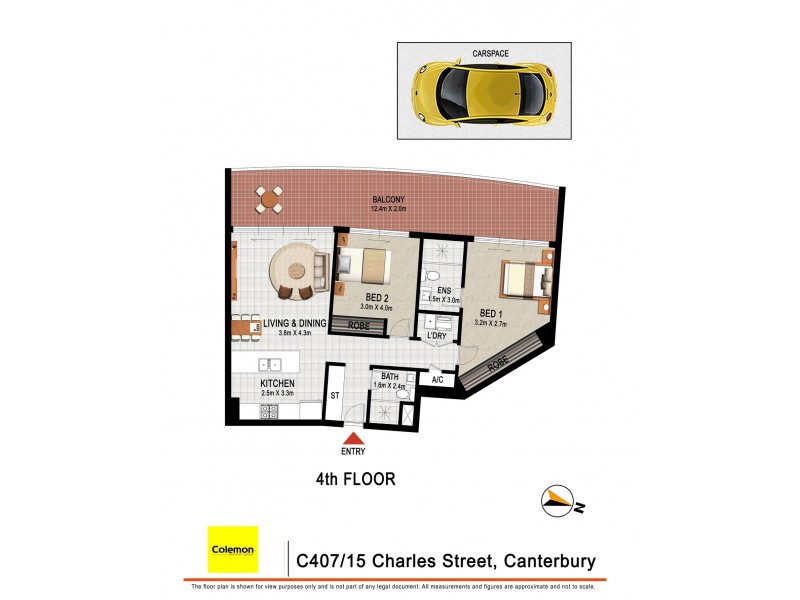 3407/15 Charles St, Canterbury NSW 2193 Floorplan